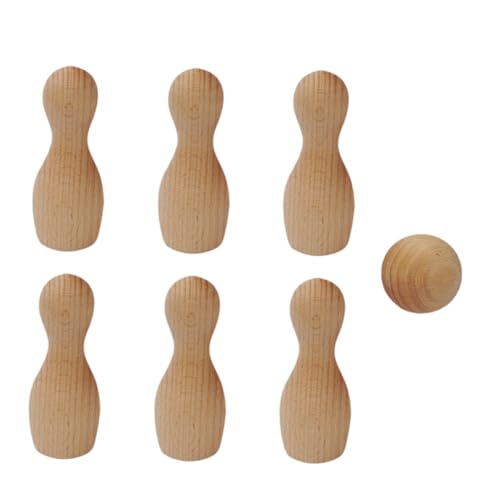 ARTSEWPLY DIY Bowling aus Unbehandeltem Buchenholz Bowling pins und Ball Indoor Outdoor Toss Fördert Sport und Eltern Junge Mädchen interaktion Altersgerechtes Holzspielzeug von ARTSEWPLY