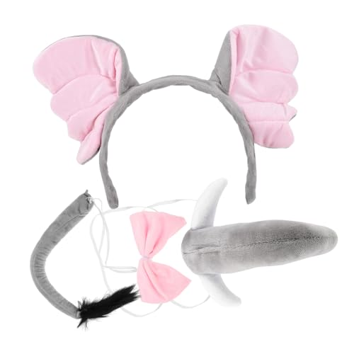ARTSEWPLY Elefanten Kostüm Set Cosplay Elefantenohren Stirnband Elefantenschwanz Weich Bequem Wiederverwendbar Halloween Party Zubehör von ARTSEWPLY