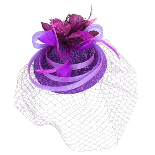 ARTSEWPLY Eleganter Fascinator Hut mit Abnehmbarem Haarclip und Stirnband Burgunderfarben Vielseitig Tragbar für Braut Tee Party und Festliche Anlässe Romantischer Kopfschmuck für Damen von ARTSEWPLY