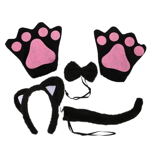 ARTSEWPLY Fluffy Katzenohren Stirnband und Pfoten Kostümset Teilig Plüsch Tierkostüm Party Halloween Cosplay Weiches Komfortables Accessoire für Festivals und Karneval von ARTSEWPLY