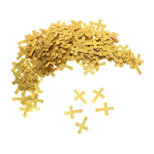 ARTSEWPLY Glänzendes Kreuz Tischkonfetti Goldfarben Langlebig Kunststoff Spirituelle Dekoration für Taufe Kommunion Hochzeiten Babypartys Festliche Streudeko von ARTSEWPLY