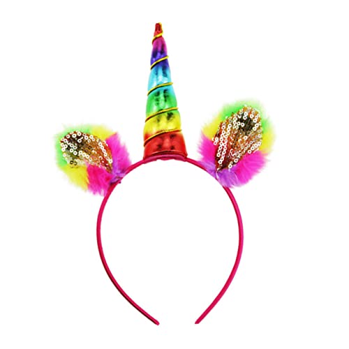 ARTSEWPLY Haarreifen Einhorn Regenbogen Kostüm Party Haarreif Plüsch Glitzer Ohren Geburtstagsfeier Kopfschmuck für Mädchen Cosplay Festliche Kopfbedeckung von ARTSEWPLY