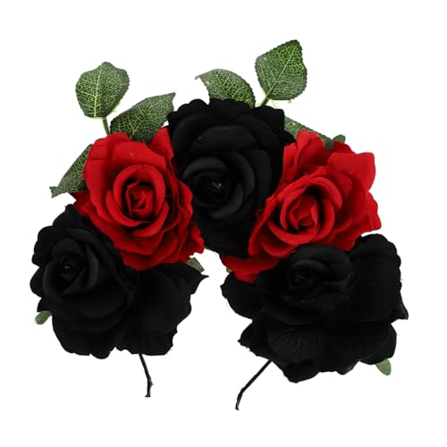 ARTSEWPLY Halloween Haarschmuck Rotes Schwarzes Party Haarband Elastisches Blumen Stirnband Damen Karneval Cosplay Zubehör von ARTSEWPLY