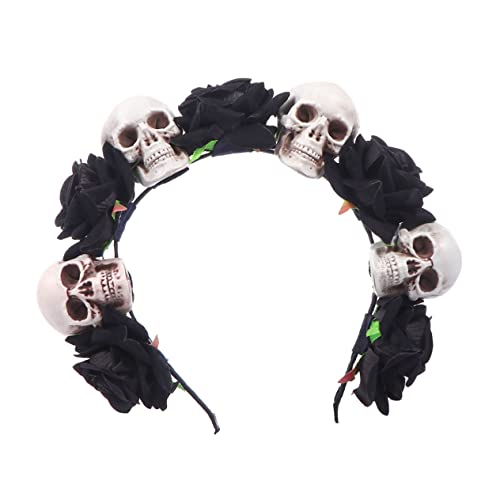 ARTSEWPLY Halloween Haarschmuck Schwarz Rosen Stirnband mit Skull Dekorationspunkten Modischer Leichter Kopfschmuck für Party und Cosplay Bequemer Eleganter Haarschmuck für Damen ARTSEWPLY Halloween Haarschmuck Schwarz Rosen Stirnband mit Skull Dekorationspunkten Modischer Leichter Kopfschmuck für Party und Cosplay Bequemer Eleganter Haarschmuck für Damen von ARTSEWPLY