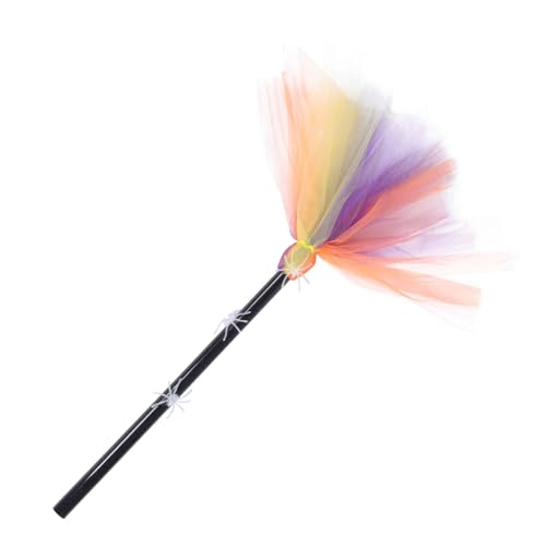 ARTSEWPLY Halloween Hexenbesen Deko mit Leuchtendem Spinnennetz aus Polyester Kunststoff Gruselige Partyrequisite für Halloween Feier Bühnenhintergrund Party Dekoration Geschenkidee von ARTSEWPLY