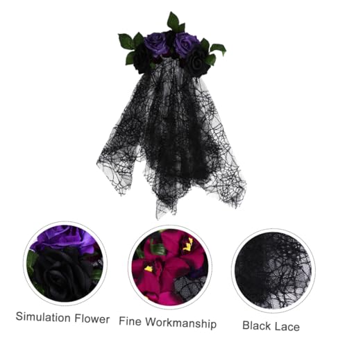 ARTSEWPLY Halloween Schädel Haarreif mit Blumenkrone Leichtes Bequemes Stirnband für Party und Cosplay Kostüme Modisches Haarschmuck Accessoire für Tag der Toten Karneval und Halloween von ARTSEWPLY