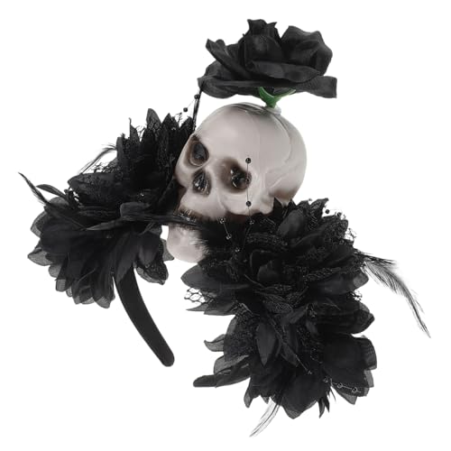 ARTSEWPLY Horror Stirnband für Damen mit Schädel und Blumen Day Of The Dead Haarreifen Dunkler Halloween Kopfschmuck Leichter Party Haarreif für Gruselige Verkleidungen von ARTSEWPLY