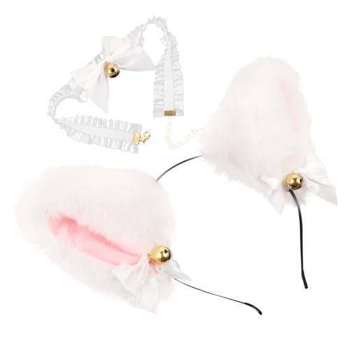 ARTSEWPLY Katze Cosplay Haarreif mit Spitzen Glocken Halsband Weiches Katzenohren Stirnband Bequemes Party Accessoire für Fasching Foto Bühne Geburtstag Weihnachten von ARTSEWPLY