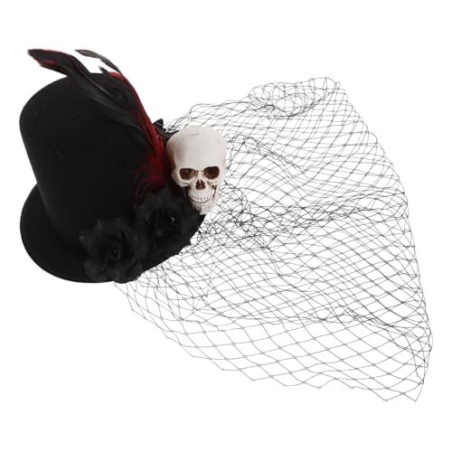 ARTSEWPLY Kleiner Gothic Fascinator Hut mit Netzschleier und Skull Eleganter Mini Hut für Halloween Cosplay und Partys Hochwertige Haaraccessoires für Damen ARTSEWPLY Kleiner Gothic Fascinator Hut mit Netzschleier und Skull Eleganter Mini Hut für Halloween Cosplay und Partys Hochwertige Haaraccessoires für Damen von ARTSEWPLY