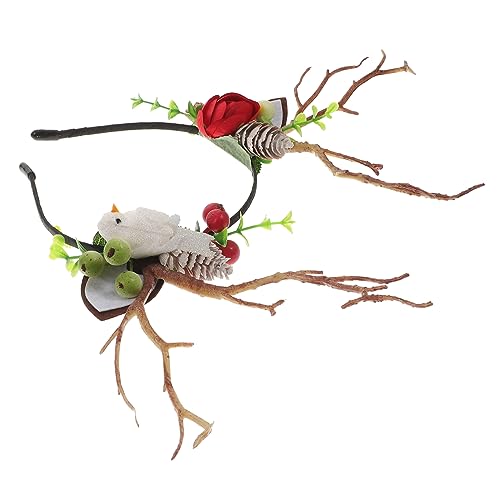 ARTSEWPLY Lustiges Geweih Haarband mit Beeren und Vögeln Perfektes Party Accessoire für Halloween und Weihnachten für Erwachsene Geeignet von ARTSEWPLY