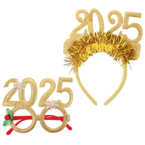 ARTSEWPLY Neujahrs Stirnband Goldfarbenes Party Haarreif und Brille Lustige Silvester Foto Requisiten Erwachsene Kopfbedeckung für Karneval und Festlichkeiten ARTSEWPLY Neujahrs Stirnband Goldfarbenes Party Haarreif und Brille Lustige Silvester Foto Requisiten Erwachsene Kopfbedeckung für Karneval und Festlichkeiten von ARTSEWPLY