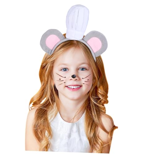 ARTSEWPLY Niedliches Mäuseohren Haarreif mit Kochmütze Weicher Stirnband Kopfschmuck für Frauen und Männer Bequemes Tierkostüm Zubehör für Halloween Party und Cosplay von ARTSEWPLY