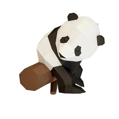 ARTSEWPLY Papiermodell Sitzender Panda Geometrisch Handgeformte Dekoration DIY Origami Ornament aus Hochwertigem Perlmuttpapier als und Wohnaccessoire von ARTSEWPLY