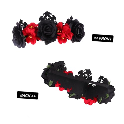 ARTSEWPLY Rosen Blumenkrone Haarreif Damen Festival Kopfschmuck für Halloween Hochzeit Brautjungfer Foto Shooting Party Zubehör in Schwarz Rot ARTSEWPLY Rosen Blumenkrone Haarreif Damen Festival Kopfschmuck für Halloween Hochzeit Brautjungfer Foto Shooting Party Zubehör in Schwarz Rot von ARTSEWPLY