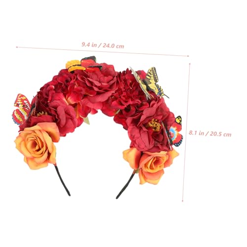 ARTSEWPLY Schmetterlings Haarreif mit Realistischen Blumen Kopfbedeckung für Damen Dekoratives Accessoire für Halloween Urlaub Valentinstag und Muttertag von ARTSEWPLY