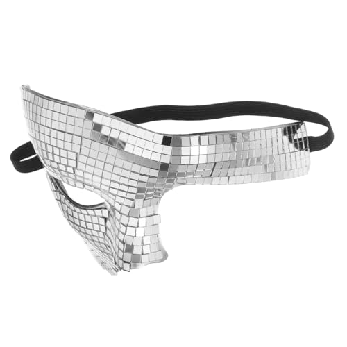 ARTSEWPLY Silberne Gesichtsmasken mit Funkelndem Spiegel Design für Halloween Masquerade Party Reflektierende Disco Kostümmaske für Damen und Herren für Dj Bühne Club und Tanzveranstaltungen von ARTSEWPLY