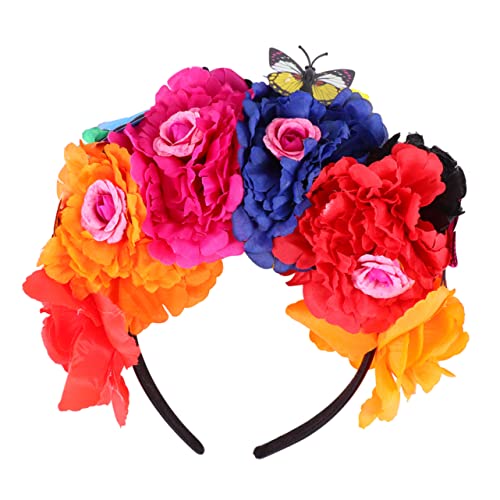 ARTSEWPLY Simulation Blumen Haarband für Damen Halloween Haarschmuck mit Pfingstrosen und Schmetterlingen für Partys und Fotoshootings Stilvolles Accessoire für für Rollenspiele und von ARTSEWPLY