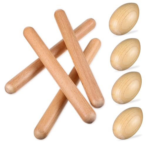 ARTSEWPLY Teiliges Holz Musikinstrument Set mit Rhythmussticks und Sand Eiern für Kleinkinder Sichere Percussion Fördert Feinmotorik und Musikalisches Lernen von ARTSEWPLY