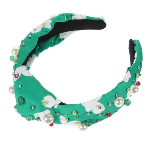 ARTSEWPLY Verstellbares St Patrick Day Haarband mit Grün-weißem Shamrock Muster Leichter Irischer Festival-haarschmuck mit Eleganten Perlen Komfortabel für Damen und Mottopartys von ARTSEWPLY