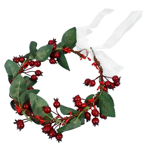 ARTSEWPLY Weihnachtsblumenkranz Haarschmuck aus Stoff Roter Beeren Girlande Haarband Langlebig und Bequem Festlicher Kopfschmuck für Damen und Mädchen zu Weihnachten und Familienfeier von ARTSEWPLY