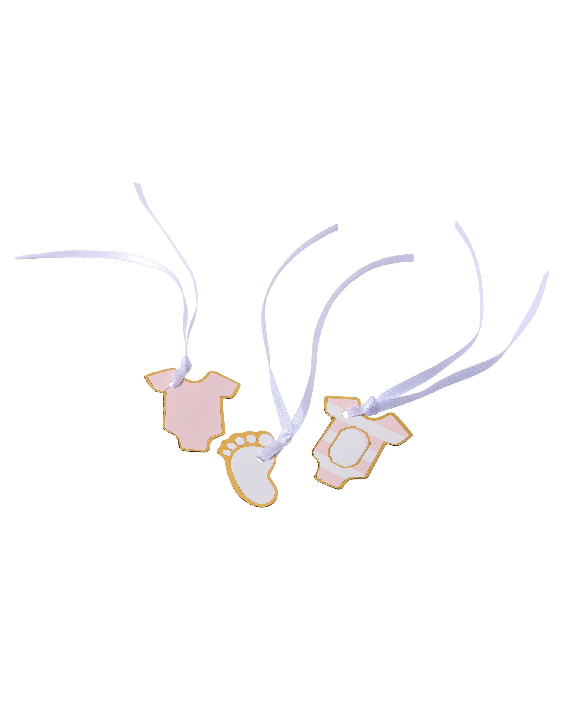 10 Anhänger Kleine Wunder Rosa Gestreift mit Gold 3 x 1,7 cm inkl. Bändern 10 Anhänger Kleine Wunder Rosa Gestreift mit Gold 3 x 1,7 cm inkl. Bändern von ARTYFETES