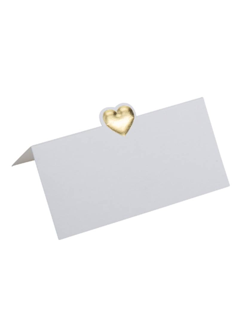 10 weiße Tischkarten mit goldenem Herz-Relief 8 x 4 cm 10 weiße Tischkarten mit goldenem Herz-Relief 8 x 4 cm von ARTYFETES