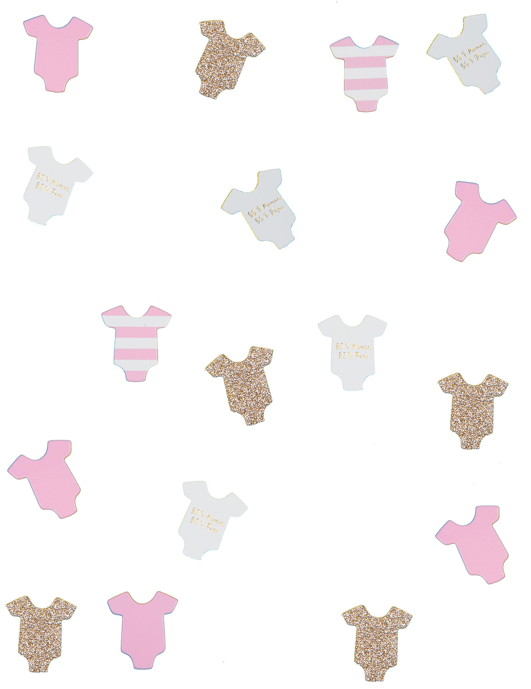 100 Baby-Body Tischkonfetti Rosa 3 cm glitzernd + gestreift von ARTYFETES