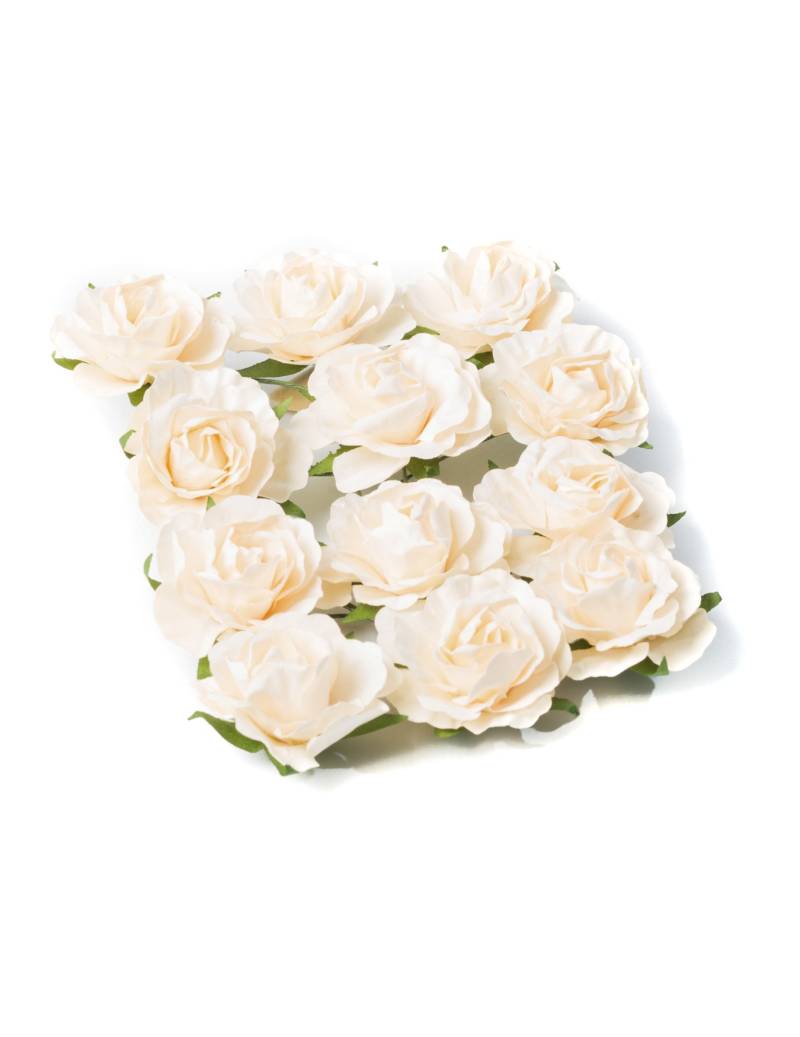 12 Deko Rosen Elfenbein 3,5 cm von ARTYFETES
