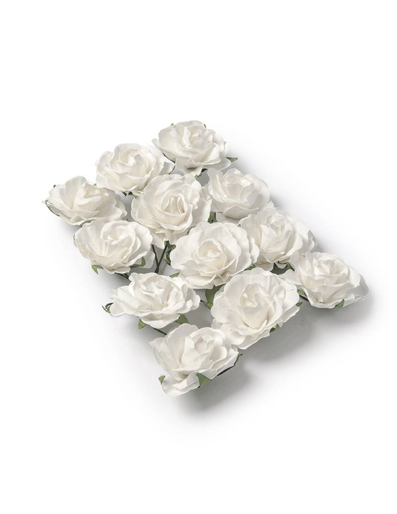 12 Deko Rosen Weiß zum Stecken von ARTYFETES