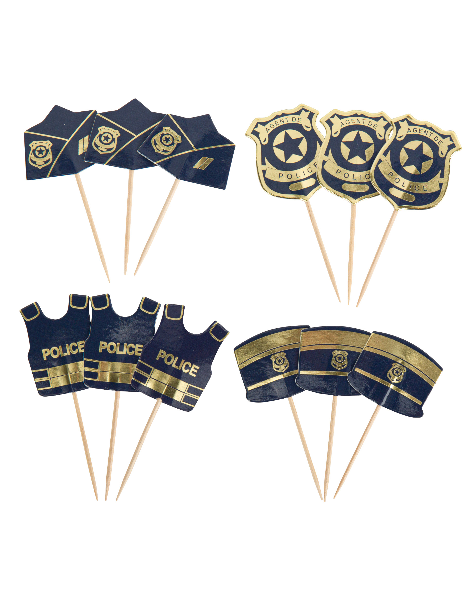 12 Polizei-Piekser Marineblau und Gold 7 bis 8,5 cm von ARTYFETES