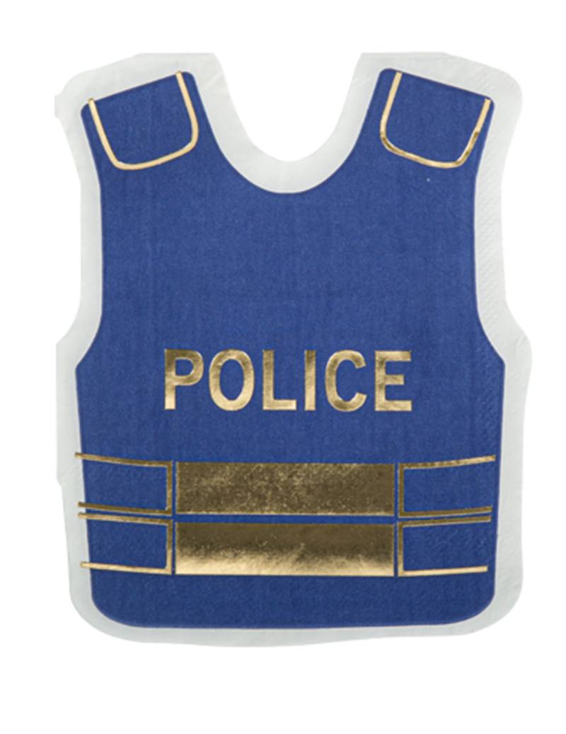 16 Polizei-Servietten, Papier, marineblau und gold, 32 x 16 cm von ARTYFETES