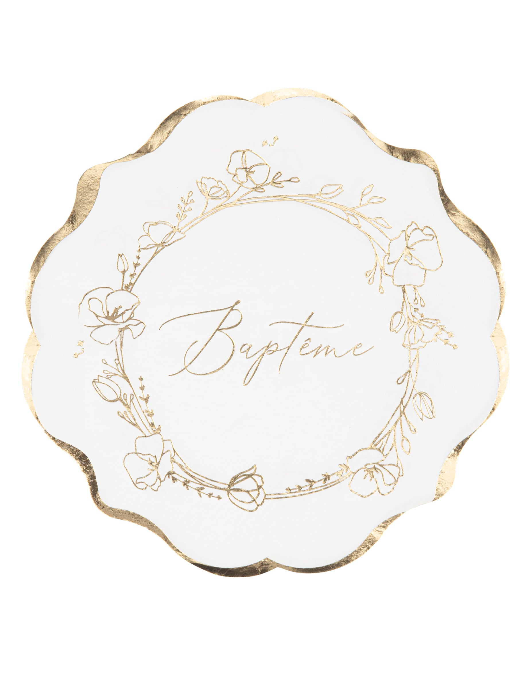 16 Taufe Papierservietten 33 x 33 cm goldene Blumen 16 Taufe Papierservietten 33 x 33 cm goldene Blumen von ARTYFETES