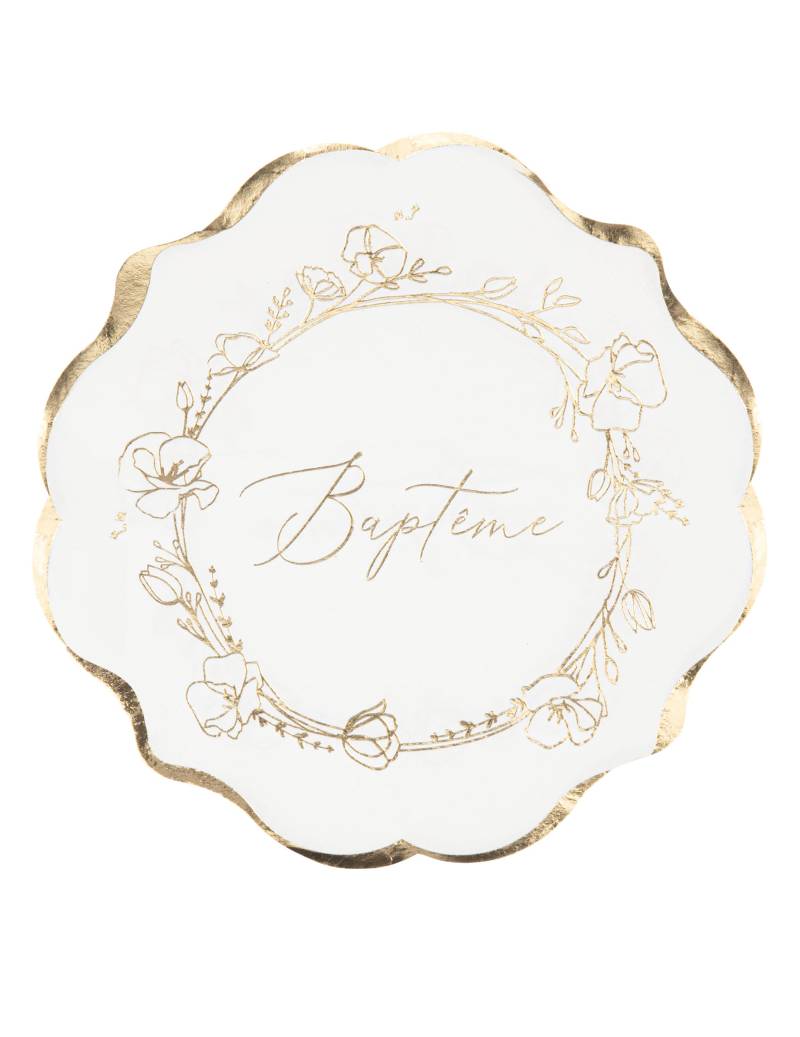 16 Taufe Papierservietten 33 x 33 cm goldene Blumen 16 Taufe Papierservietten 33 x 33 cm goldene Blumen von ARTYFETES