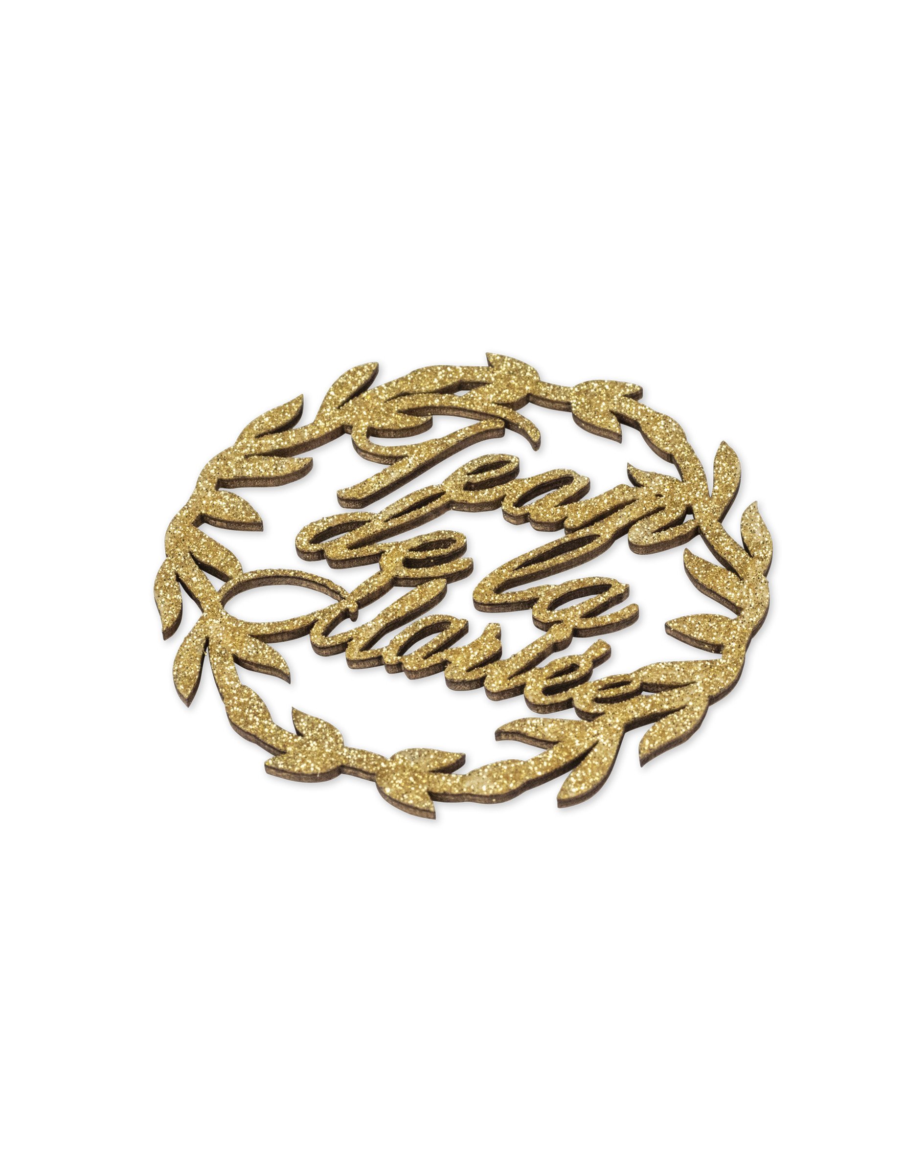 2 Holzkränze Team Braut goldener Glitzer 7 cm von ARTYFETES