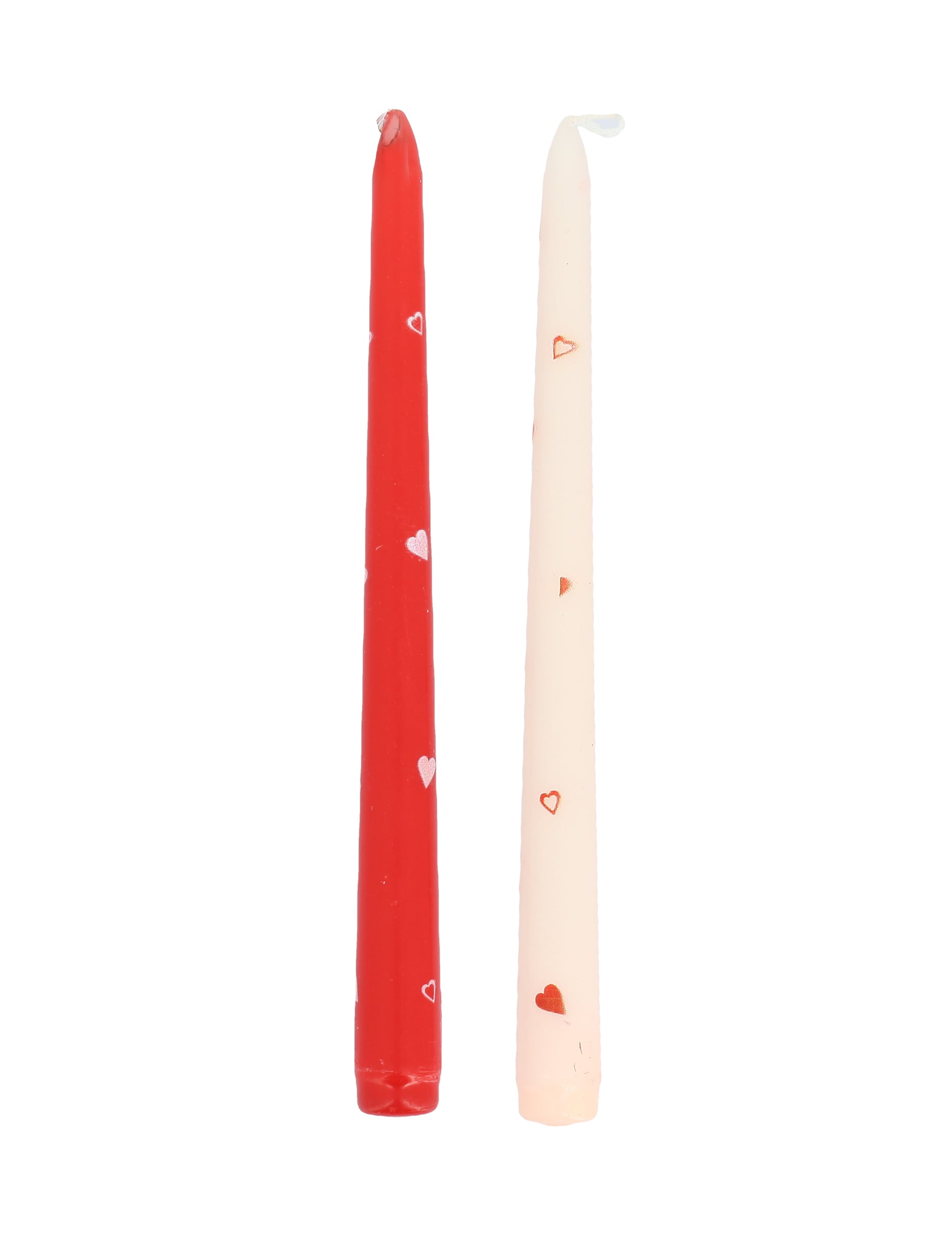 2 Stabkerzen Weiß Rot Herzen 25 cm von ARTYFETES