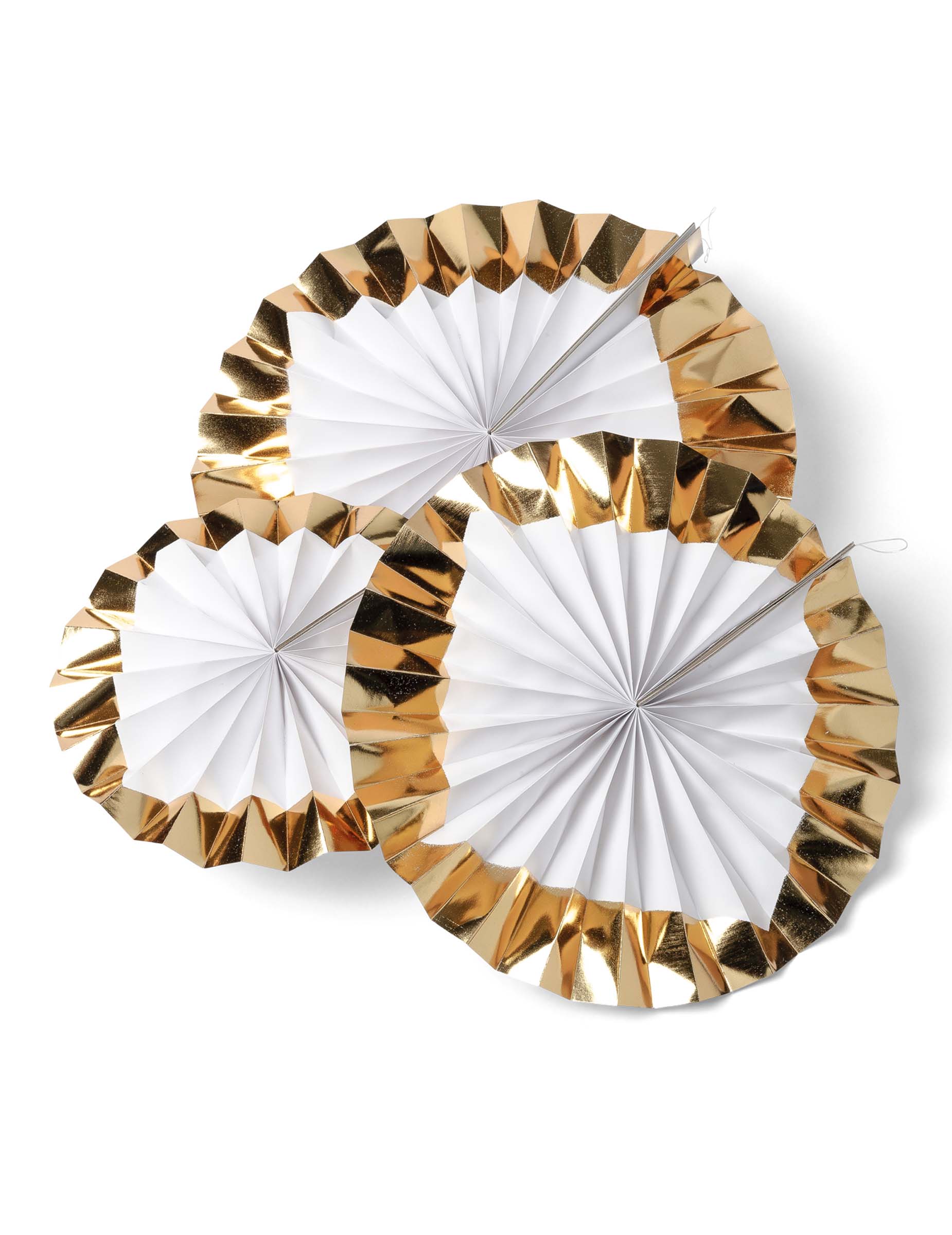 3 weiß goldene Rosetten 30, 25 und 20 cm 3 weiß goldene Rosetten 30, 25 und 20 cm von ARTYFETES