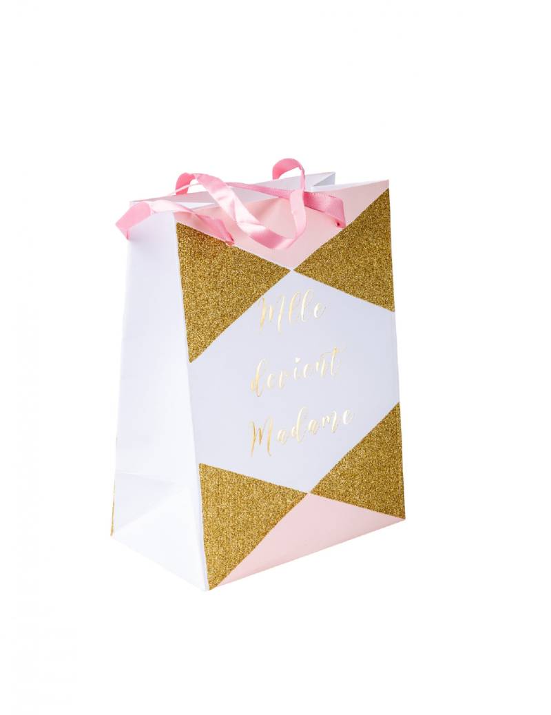 4 Geschenktüten Miss to Mrs rosa gold 15 x 20 cm von ARTYFETES