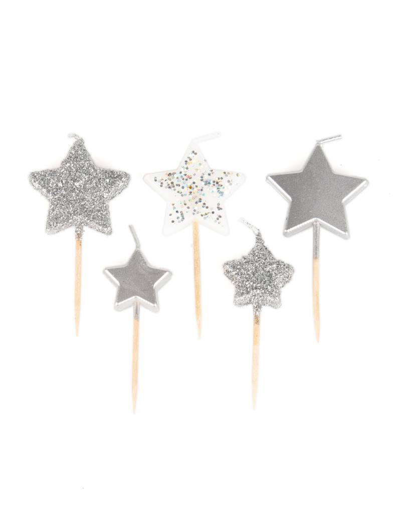 5 Sternkerzen Silber auf Holzspießen 7 cm 5 Sternkerzen Silber auf Holzspießen 7 cm von ARTYFETES