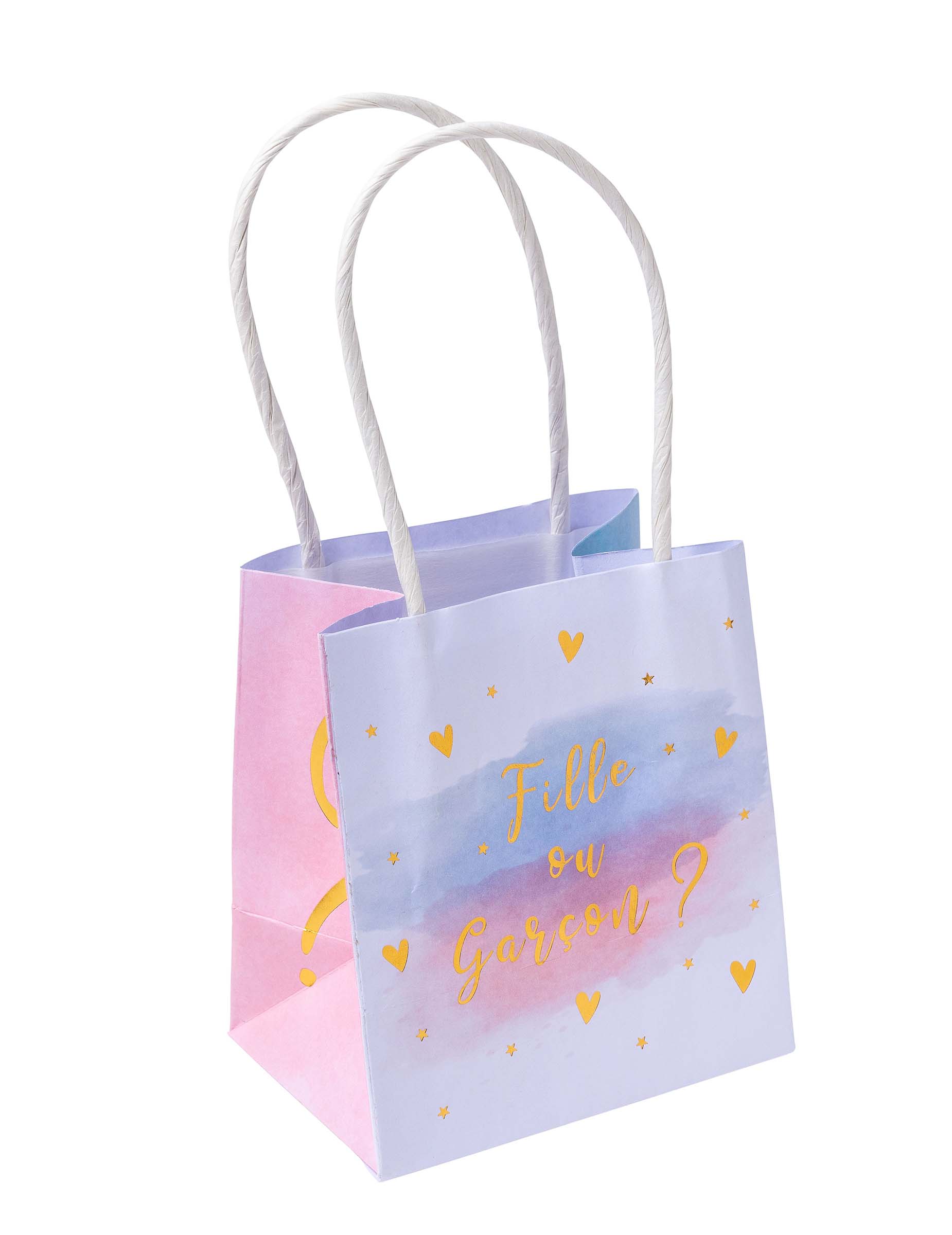 6 Geschenktüten Mädchen oder Junge Rosa Blau Gold 10x11x7cm Gender Reveal von ARTYFETES