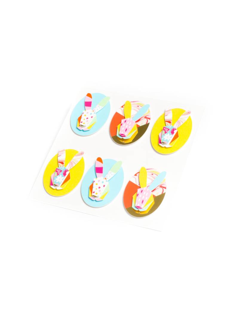 6 bunte Hasen-Sticker im Grafik-Stil 4,5 cm für Ostern 6 bunte Hasen-Sticker im Grafik-Stil 4,5 cm für Ostern von ARTYFETES