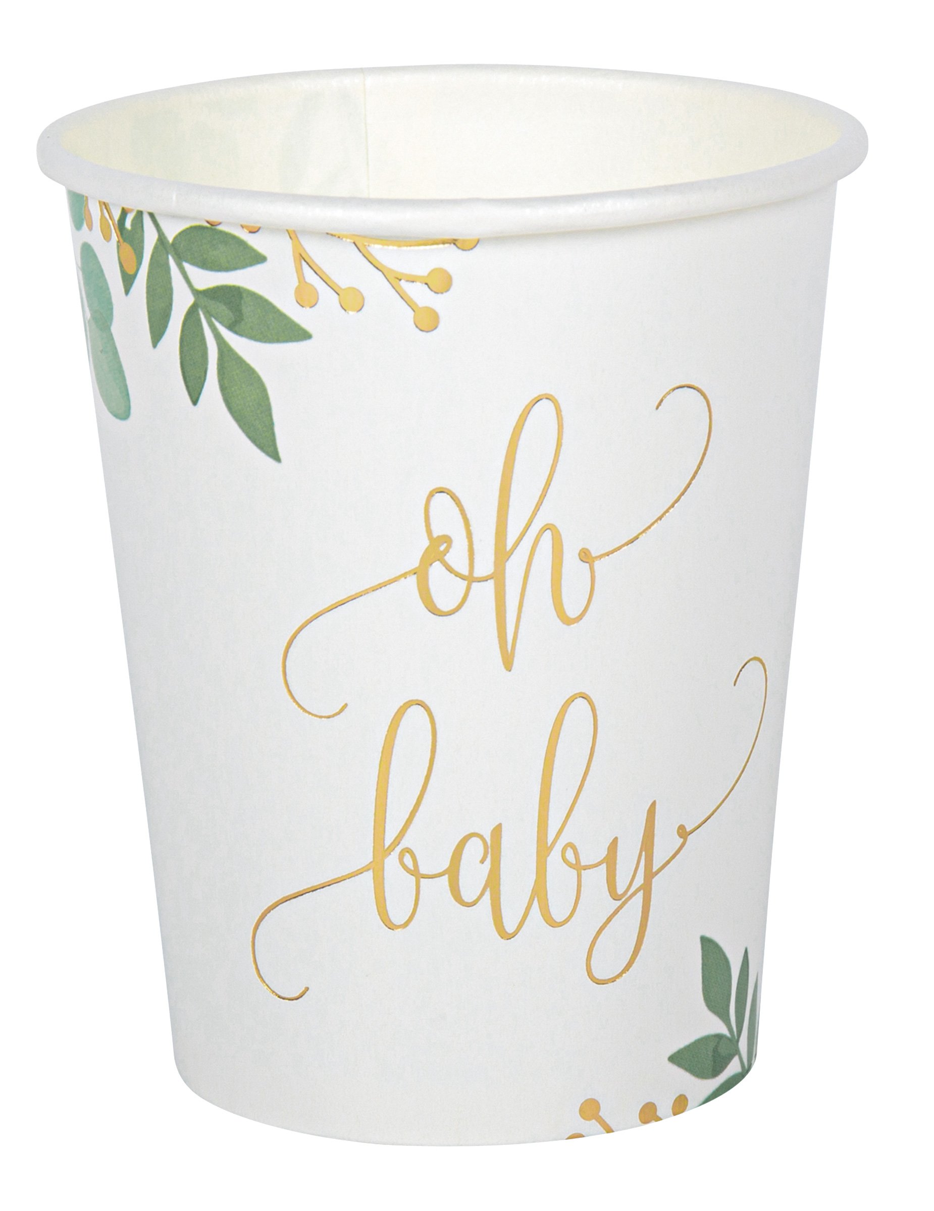 8 Pappbecher Oh Baby Eukalyptus 250 ml von ARTYFETES