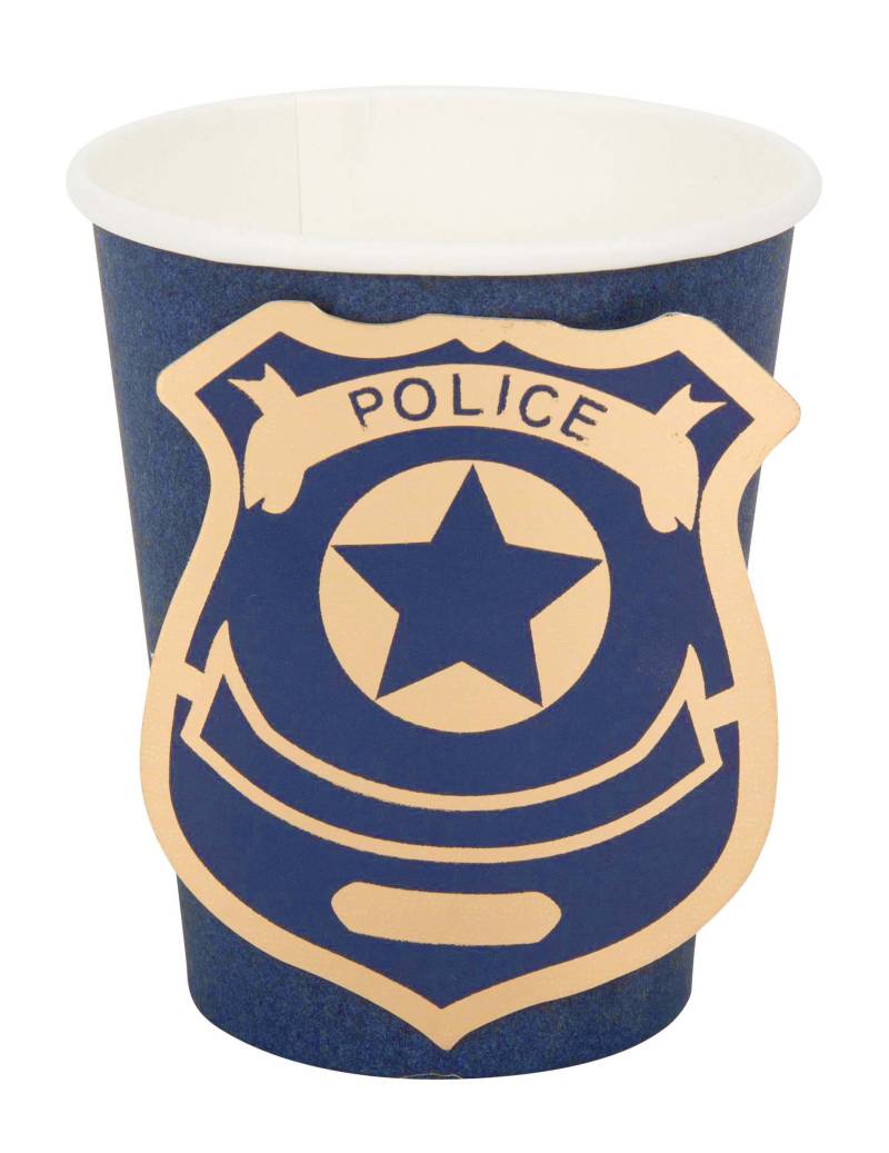 8 Pappbecher Polizei marineblau und gold 255 ml 8 Pappbecher Polizei marineblau und gold 255 ml von ARTYFETES