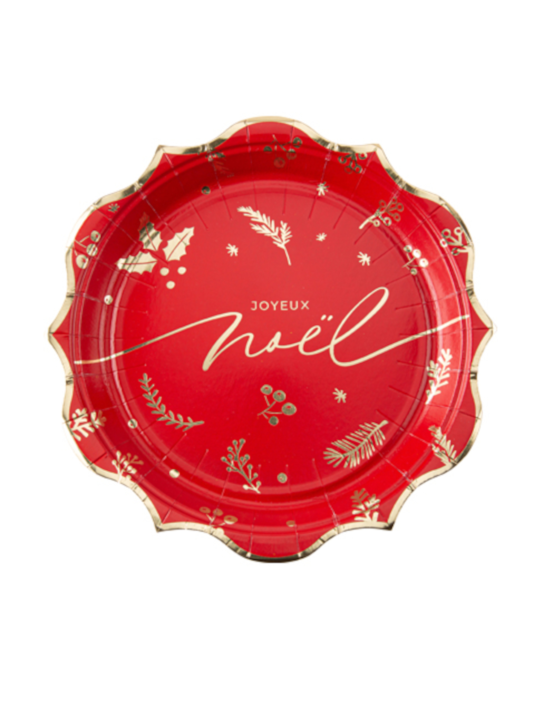 8 Pappteller Weihnachten Rot Gold Holly Christmas 23 cm von ARTYFETES