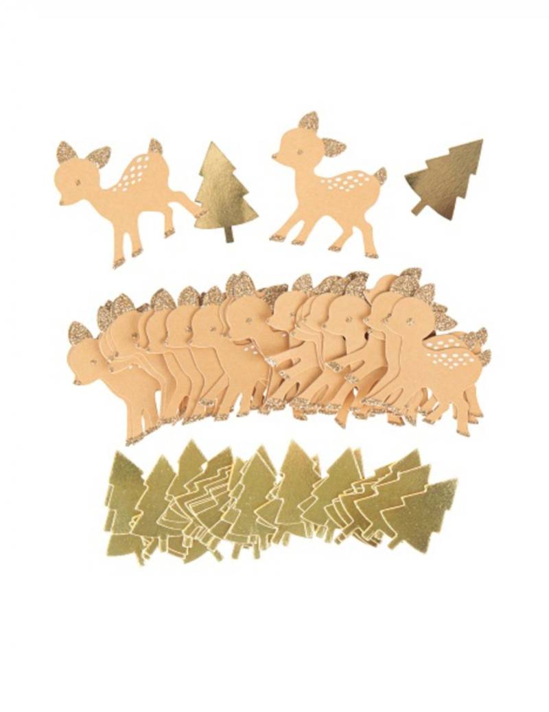 80er Pack Tisch-Konfetti Kleines Rehkitz und goldene Tannen 80er Pack Tisch-Konfetti Kleines Rehkitz und goldene Tannen von ARTYFETES