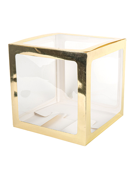Ballonbox Gold Transparent Würfel 30 x 30 cm von ARTYFETES