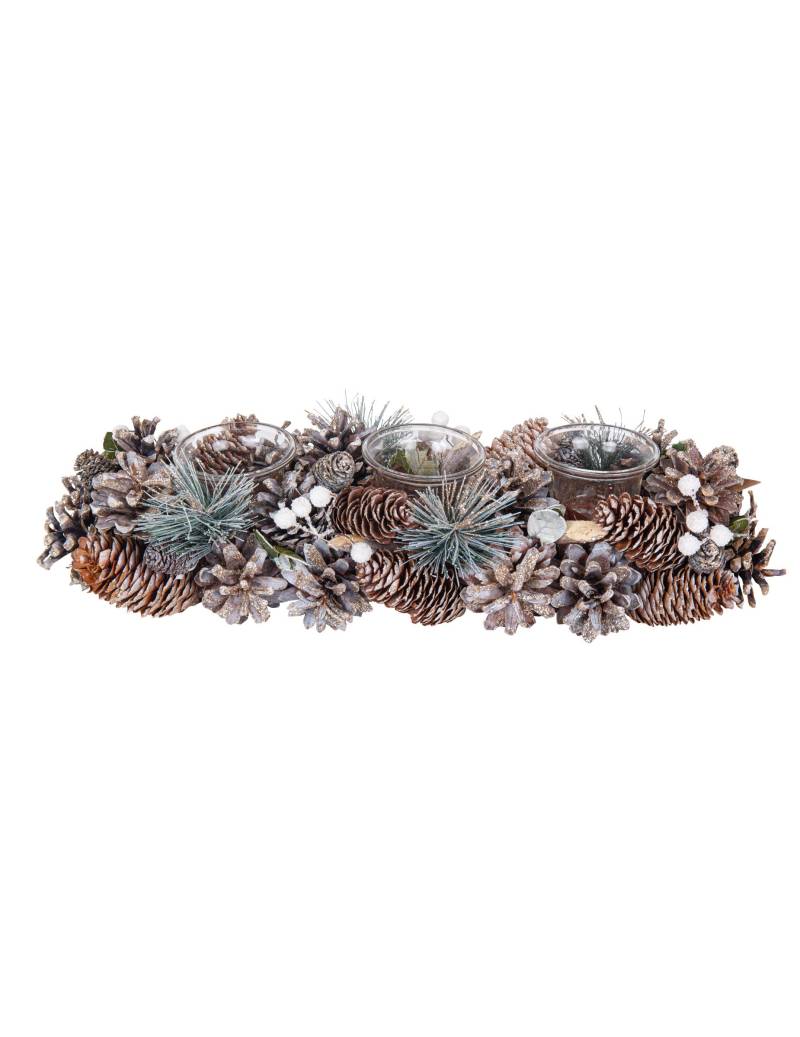 Bezaubernder Kerzenhalter für Weihnachten braun-grün-weiß 35 cm von ARTYFETES