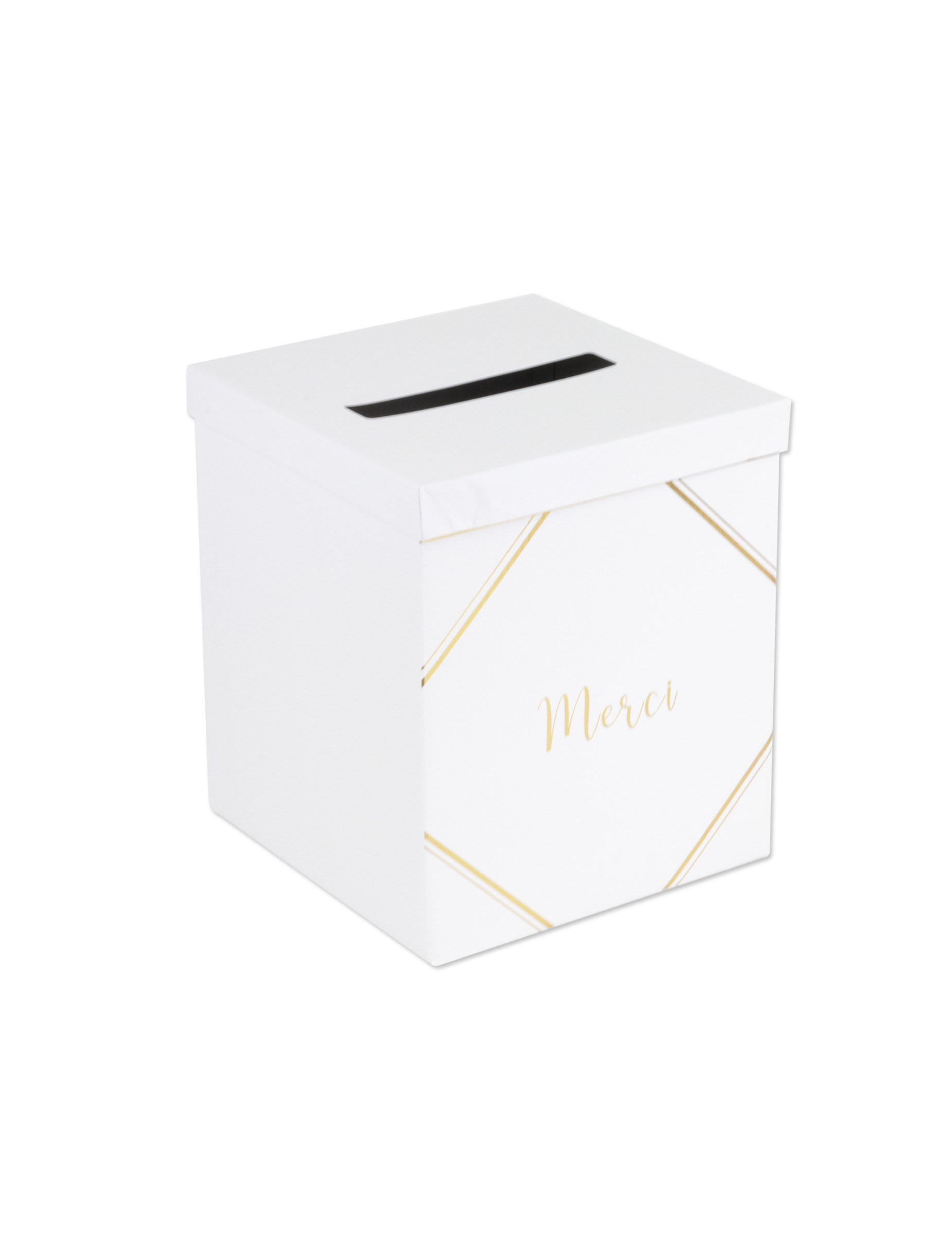 Briefbox Danke Weiß Gold Kartonurne 21 x 25 cm von ARTYFETES