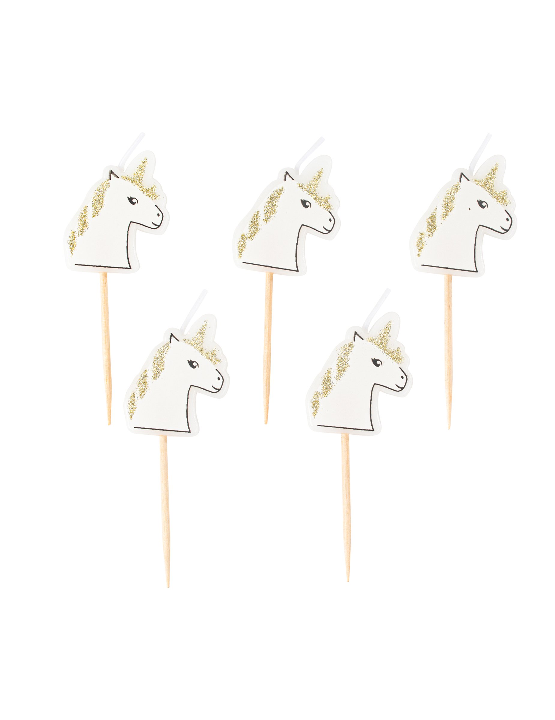 Einhorn-Kerze Geburtstagskerze 5 Stück weiss Glitzer 4,5 x 3 cm Einhorn-Kerze Geburtstagskerze 5 Stück weiss Glitzer 4,5 x 3 cm von ARTYFETES