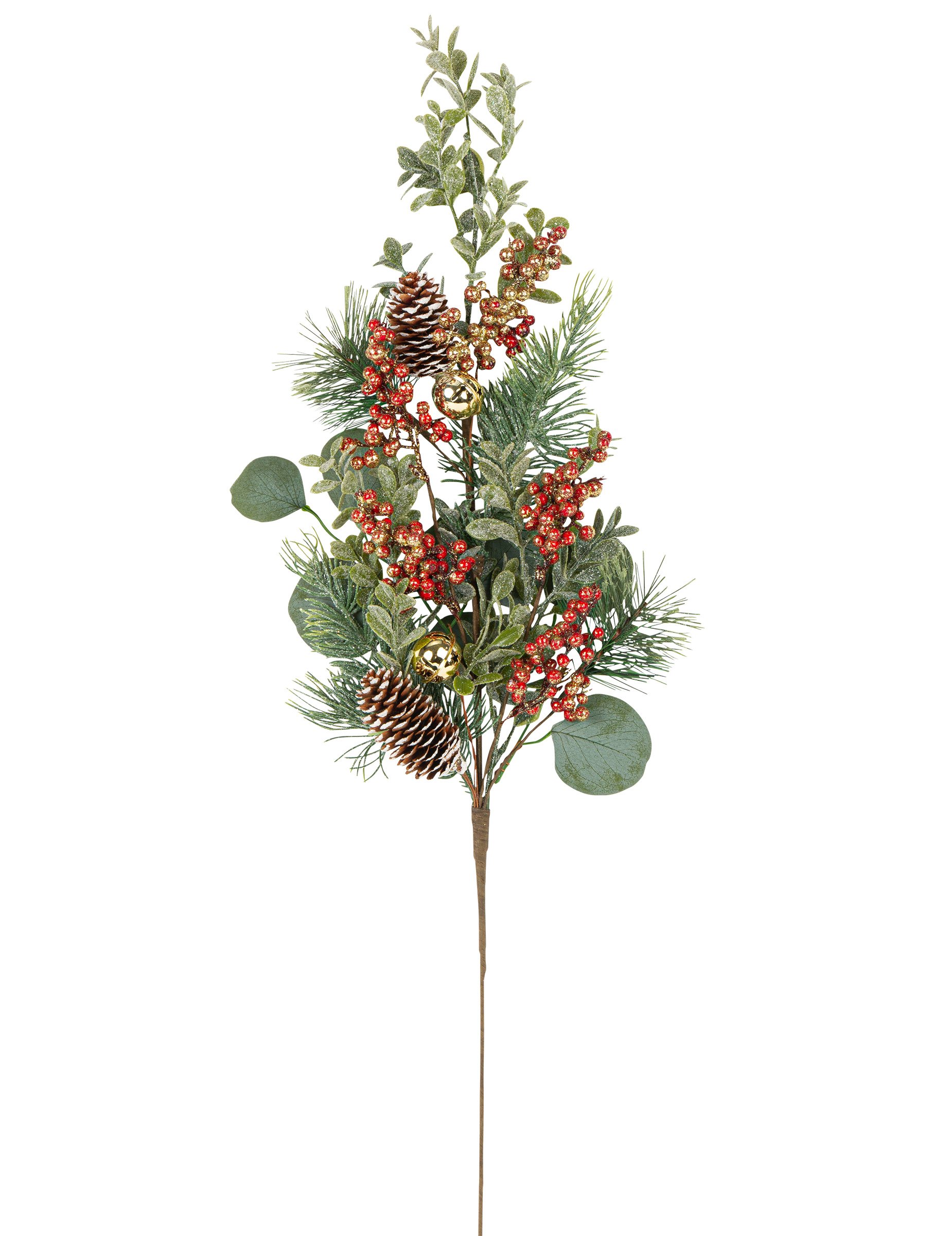 Eukalyptuszweig mit Beeren und Glocken Weihnachts-Tischdeko grün-rot-goldfarben 70 cm Eukalyptuszweig mit Beeren und Glocken Weihnachts-Tischdeko grün-rot-goldfarben 70 cm von ARTYFETES