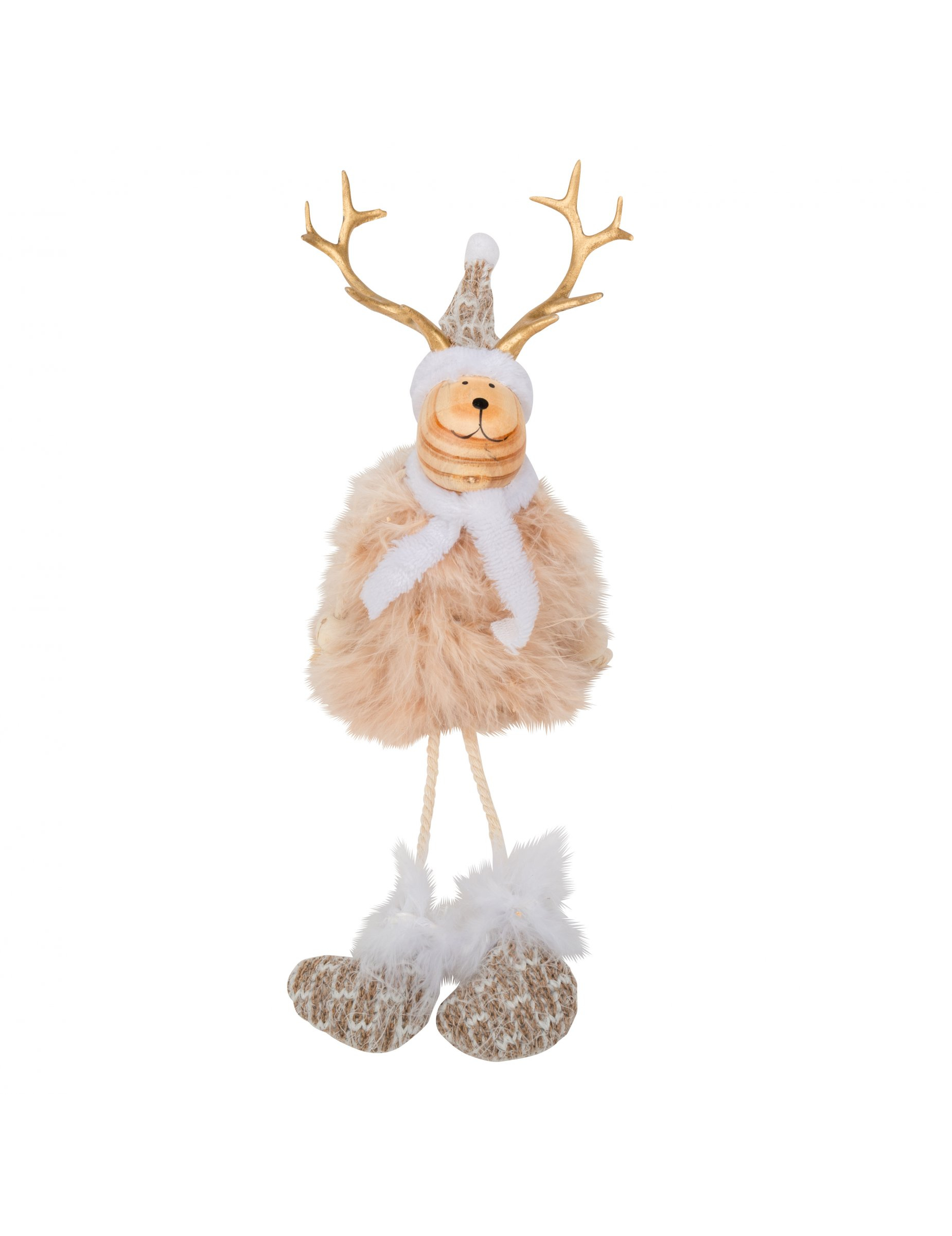 Fröhliche Hirsch-Dekofigur für Weihnachten braun-weiß-goldfarben 15,5 cm Fröhliche Hirsch-Dekofigur für Weihnachten braun-weiß-goldfarben 15,5 cm von ARTYFETES